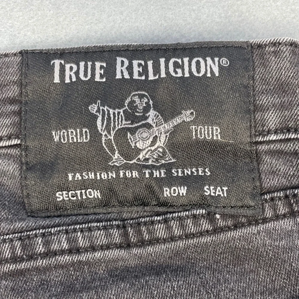 True Religion Black Skinny Jeans Horseshoe Stitching Mens Size 34